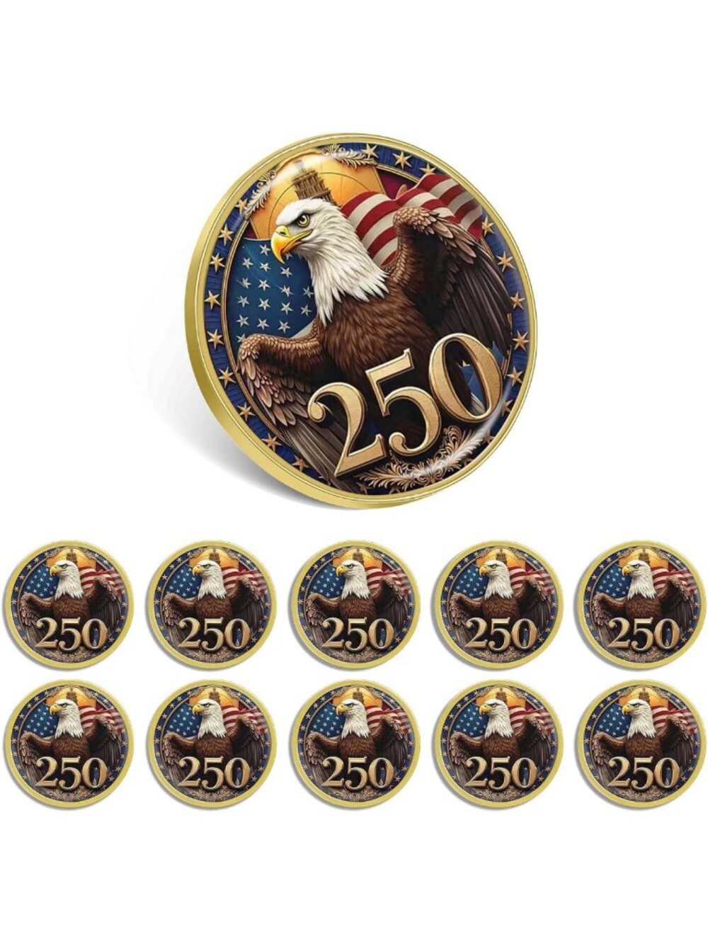 250 USA Lapel Pins - 1.2" Patriotic Collectible Accessories for Independence Day